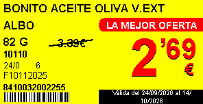 Etiqueta electrónica real: Bonito en aceite de oliva Albo, la mejor oferta a 2,69 €